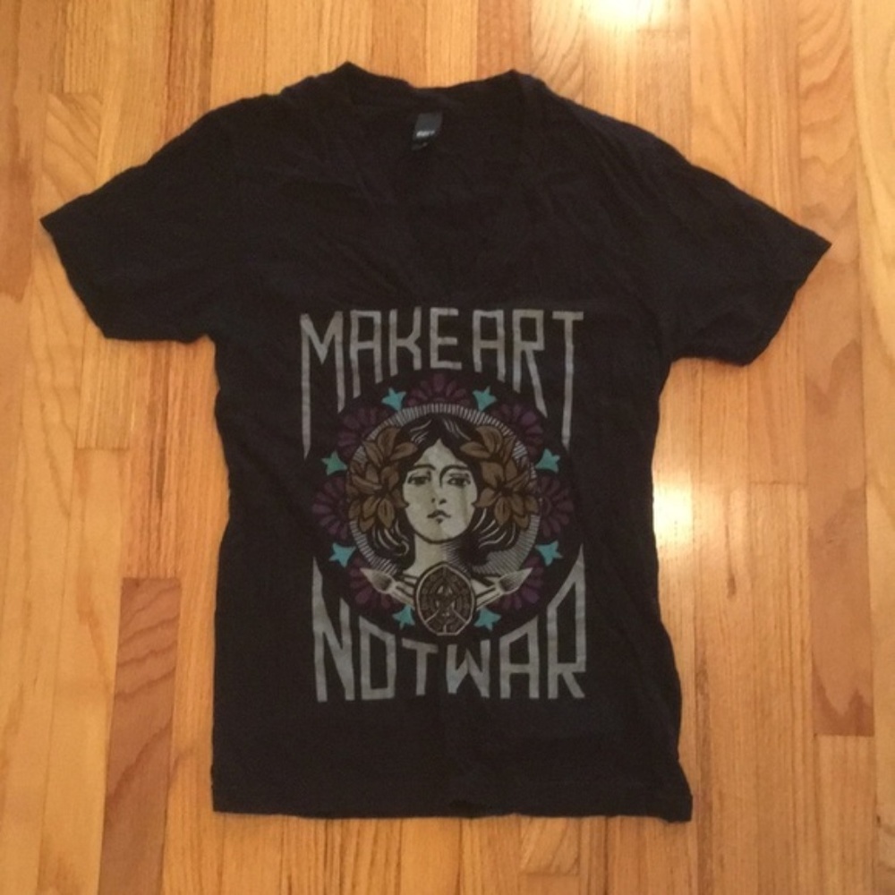Obey Make Art Not War V Neck T-Shirt
